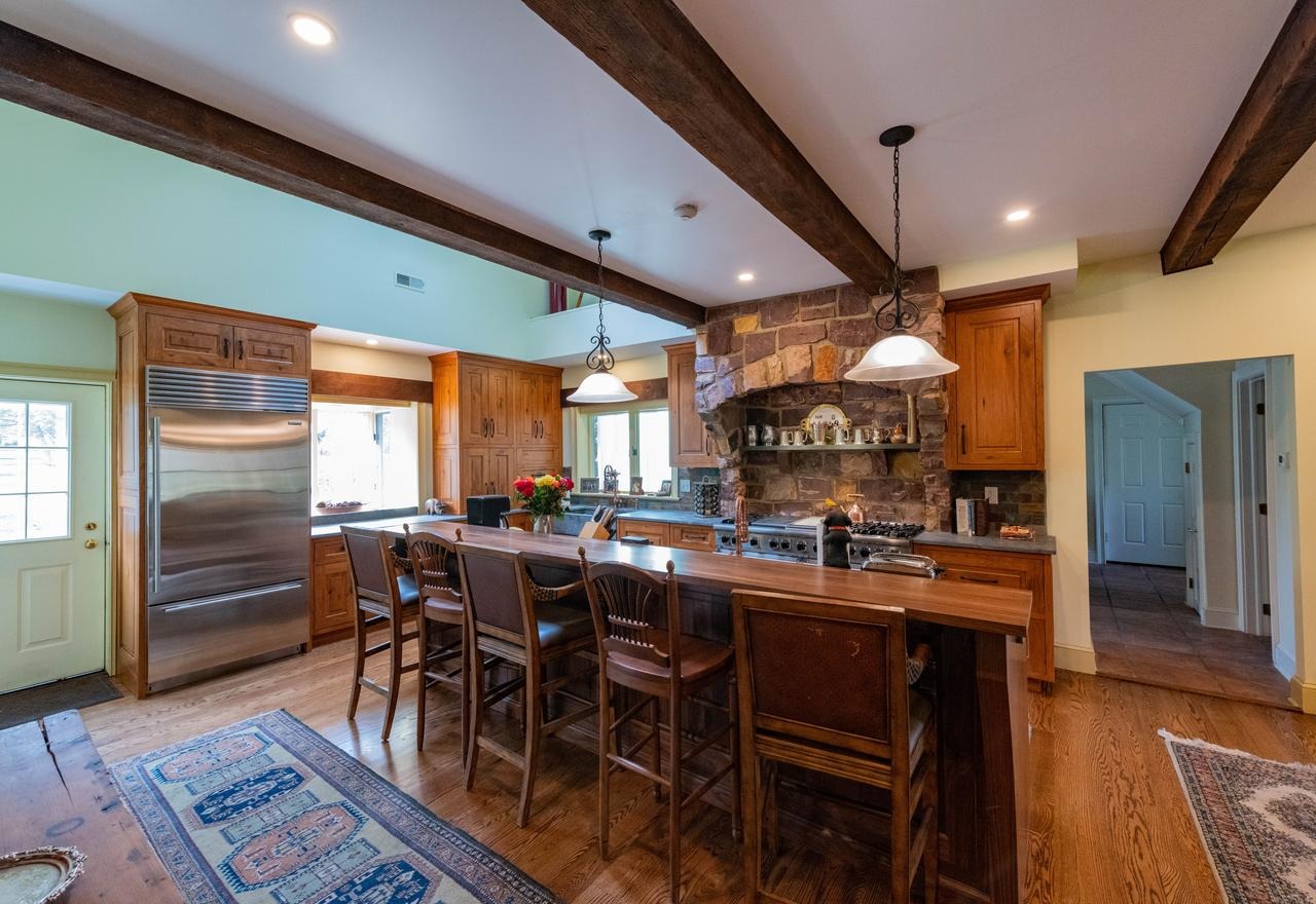Doylestown rustic kitchen remodel in older home, wood accents, modern sink and lighting