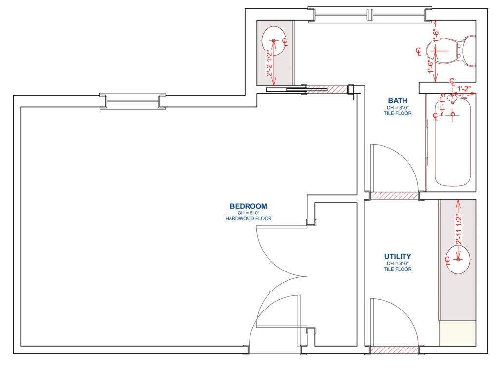 LBK Design Build - Doylestown Guest Bath and Office Remodel - As Built Plan
